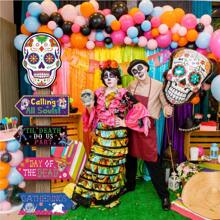 10 件亡灵节装饰板、亡灵节装饰、万圣节糖果骷髅盘、花园门廊迎宾、剪纸纸板、主题派对室内外装饰