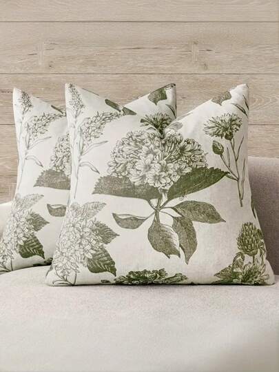 1/2/4pcs Linen Floral Throw Pillow Covers Vintage Feature Print Decorative Cushion Set Farmhouse Bohemian Home Decor Sofa Chair Bedroom Living Room Versatile Decorative Pillowcases, Machine Washable, Size15.7*15.7/17.7*17.7/19.7*19.7inch,Fall Decor,Autumn Decor,Room Decor
