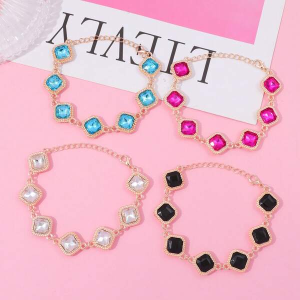 Summer Fashion - Creative Design Of Artificial Stoneware Jewelry For Ladies. Alloy Wristbands, Adjustable. Suitable For Casual Outfits, Cute, Beach Accessories, And Festive Gifts.