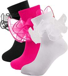 Kids Shoe Decorations - 黑色+白色+玫紅色 - 查看 1