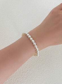 1pc Fashionable And Simple Personalized Asymmetrical Faux Pearl Women's Bracelet Banquet Party Date Daily Wear Gift