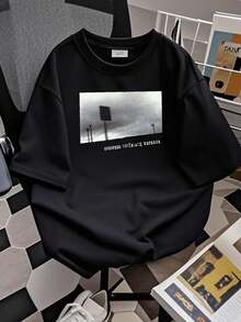 180g Pure Cotton Godspeed You! Black Emperor Band T-Shirt Casual Summer Versatile For Men And Women Stretched Streetwear Soft Unisex Breathable Top For Everyday Wear Graphic Slightly Fashion Print Round Neck Short Sleeve Designer Clothes Comfortable Stylish - 黑色 - 查看 3