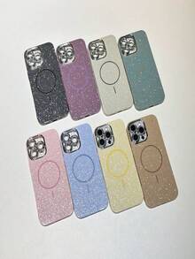 Luxury Bling Glitter Camera Lens Magsafe Magnetic Case Cover For IPhone 16/15/14/13/12/11/Pro/Promax - 芥末黃 - 查看 6