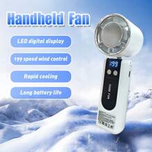 Rechargeable Digital Display Handheld Fan - 3000mAh/1800mAh 5-Speed Quiet And Powerful Portable Fan, Type-C Charging, Lightweight For Outdoor, Home, Travel - Ideal Cooling Gift, Rechargeable Portable Fan, Outdoor Cooling Device, Durable Plastic Body (Note: Not For Use By Infants And Young Children To Avoid Pinching Injuries)