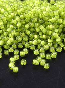 GO2CJBEADS 10 جرام متعدد الألوان حبيبات زجاجية دائرية بقطر 2 مم بخط فضي للاستخدام في صناعة الأساور DIY