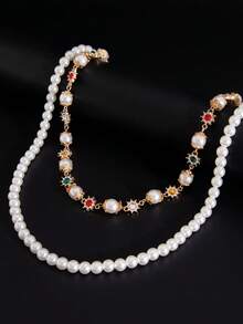 1 件时尚个性化珍珠向日葵彩色方晶锆石装饰男士裤链，适合日常穿着、派对装、节日、生日、周年纪念日，可作为男士的贴心礼物 - 彩色 - 查看 3