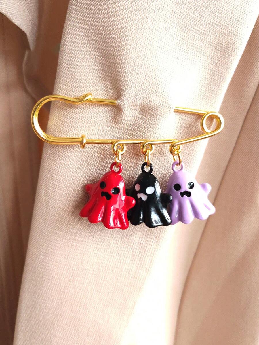 1pc Halloween Cartoon Ghost Brooch, Pin Brooch, Suitable For Daily Wear And Holiday Parties Office Accessories Shirts Jacket Jewelry Clothes Pin Funny Cute Teacher Gifts Costume Accessories Bag Charms