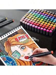 24/30/36/40/48/60/80/100/120/168 Colors Double Tip Art Marker Sets Professional Permanent Sketch Marker Pen For Art Drawing Painting Sketching Calligraphy Journal Planner Comics Design School Supplies Gift For Halloween School Supplies,Back To School
