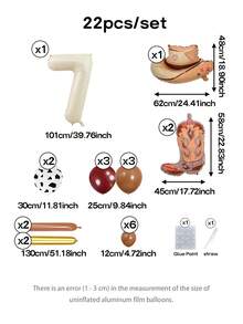 Bộ trang trí bóng bay chủ đề miền Tây 22/33 món - Trang trí chủ đề cao bồi Rodeo 22/33 món, bóng bay số màu kem 40 inch (0-9), bóng bay hình mũ và ủng cao bồi màu xám, bóng bay cao su in hình bò 12 inch, bóng bay cao su màu nâu/gỉ sét/cà phê sữa, thích hợp cho tiệc độc thân chủ đề miền Tây hoang dã, trang trí sinh nhật cao bồi, tiệc mừng em bé. - màu kem - Xem 15