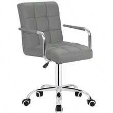 Desk Modern Office Chair With Wheels Vanity Chair PU Leather Mid-Back Rolling Cute For Office, Teen, And Bedroom Desks