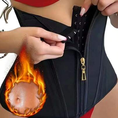 1pc Double-Layer Reinforced Abdominal Control Waist Trainer, Adjustable Women's Multi-Bone Support Shaping Waist Belt, Outer Zipper Inner Button Design, Fitness Exercise And Posture Support, Slimming Tummy Control, Suitable For Spring, Summer, Autumn And Winter