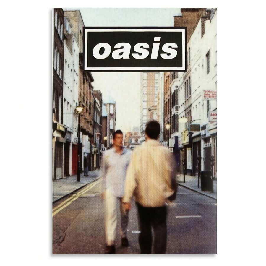 1pc Canvas Wall Art Poster Inspired By The Oasis Album, Features Bright Colors Like Sky Blue, Ginger Yellow, Mixed Shades, White, Pink, And Black. It'S An Decor Piece Perfect For Music Lovers In Living Rooms And Bedrooms.Canvas Wall Art,Posters For Room,Home Decor,Room Decor Aesthetic,Room Decoration Stuff.Optional Frame - 1pc - View 1