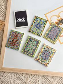 1pc Vintage Moroccan Window Floral Pattern Stamp Shaped 3D Floral Embossed Gold Foil Refrigerator Magnet, Suitable For Home Decor, Daily Use And Holiday Gifts