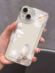 1 pieza Funda de teléfono transparente con patrón de flor de lirio blanco compatible con varios modelos de - transparente - Ver 5