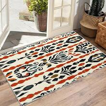 3x5 Rugs, 2x3 Rug, Southwestern Rustic Area Rug, Colorful Geometric Door, Washable & Non - Slip Small Carpet, Home Decor - 米色 紅色 黑色 - 查看 4