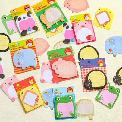 8pcs/16pcs/24pcs Cartoon Animal Pattern Sticky Note, Cute Multi-Purpose Easy To Post Sticky Note For School Student, Office