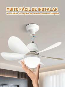 Wind Light Silent Ceiling Fan With Remote Control And 6-Leaf Silent LED Bulb - 白色 - 查看 8