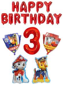 Paw Patrol 32" Paw Patrol Themed Candy Red Number 5 Foil Balloons, 5pcs/Set, Birthday Party Decorations