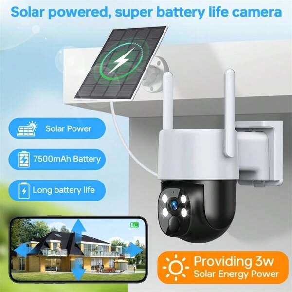 1 Stück kabellose, solar betriebene Sicherheitskamera, 5G WLAN - 1440p HD, PIR Bewegungserkennung, Farbige Nachtsicht, Zwei-Wege-Audio, Solaraufladung, wiederaufladbare Batterie, Outdoor Heimsicherheit | Solar betriebene Kamera | Bewertete Kamera, Outdoor Überwachungskamera