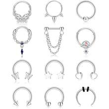 Milacolato 16G Septum Ring For Women Dangle Septum Jewelry Hinged Nose Rings Surgical Steel Star Heart Horseshoe Daith Tragus Helix Cartilage Hoop Earrings Septum Piercing Jewerly - 彩色 - 查看 14