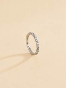 1pc 16G 1.2MM Thick Zirconia Inlaid Nose Ring Earring Nose Septum Ring Nose Septum Ring, Fashion Piercing Jewelry - Silver - View 16