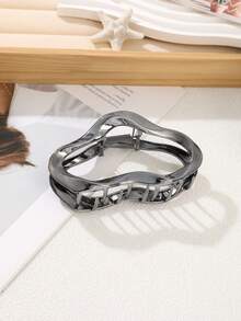 1 chiếc kẹp tóc kim loại rỗng trơn (có vết xước nhẹ là bình thường, kết cấu bên trong ngẫu nhiên), kẹp tóc mùa thu đông, phụ kiện tóc cho nữ, thích hợp cho trang phục đi nghỉ mát, mùa hè, đi biển. - màu đen - Xem 3