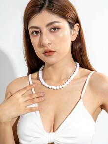 imoli 1 chiếc vòng cổ bằng nhựa thời trang phong cách Bohemian cổ điển lấy cảm hứng từ dopamine dành cho nữ, phù hợp để đeo quanh năm, làm quà tặng cho kỳ nghỉ ở bãi biển (kích thước hạt cườm, hạt và ngọc trai thủ công có thể thay đổi đôi chút) - Nhiều màu - Xem 16