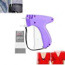 快速服装固定器、缝纫机固定器、绗缝枪、微型缝纫枪、用于服装的迷你缝纫卷边枪、用于服装的微型标记缝纫工具（1 个标记枪 + 6 根针 + 胶针 500 白色和 500 黑色） - 粉色 - 查看 5