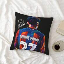 1 bức tranh cầu thủ bóng đá làm từ Polyester 100%, không có ruột gối, có thể giặt bằng máy, có khóa kéo, kèm quà tặng trang trí nhà cửa cho nhiều loại phòng, kích thước 16x16 18x18 20x20 inch, in một mặt. - Nhiều màu - Xem 2