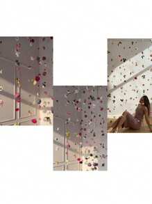 50pcs/Set Hanging Flower Garland Kit DIY Ceiling Flower Set DIY Flower Curtain Material Simulation Flower Pendant Ornaments Floating Flower Wall Hanging Backdrop Photography Design For Wedding Birthday Room Layout Gifts Graduation, Suspended Flower DIY Flower Curtain,DIY Wedding Arch,Artificial Flower Door Curtains