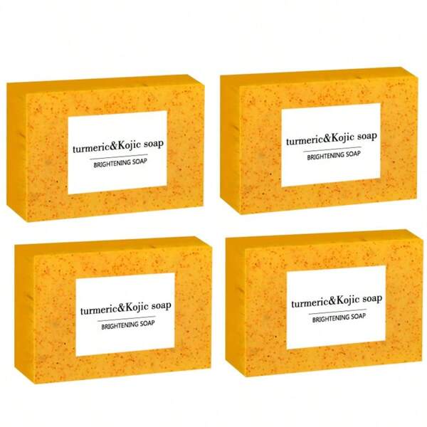 Set de 4 piezas, 100g/pieza Pasta de jabón de afeitar con cúrcuma y ácido salicílico - Iluminador de limpieza profunda, con aroma a limón, espuma rica, apto para todo tipo de piel, limpiador cremoso para barba y vello facial, jabón de cúrcuma, limón y ácido salicílico, refrescante control de grasa, equilibrante, hidratante, apto para lavado facial, corporal y de manos