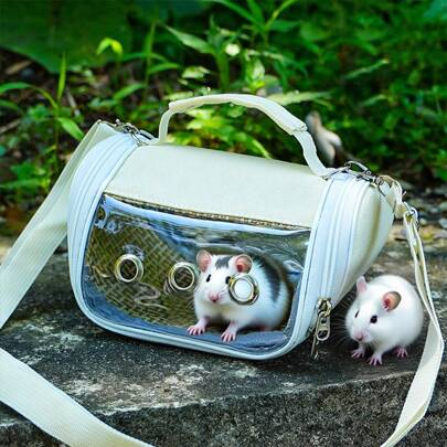1pc Portable Small Animal Carrier Backpack, Breathable Mesh, See-Through Bubble Window, Suitable For Guinea Pigs, Rabbits, Mice, Birds, Summer Travel