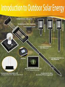 8pcs/16pcs Ultra-Bright Tungsten Filament Garden Lamps, High-Brightness Tungsten Filament LED Lamp Beads Outdoor Solar Street Lamps, 2V 60MA Polycrystalline Silicon /1200mA And Waterproof Automatic Sensor Switch, Suitable For Garden Swimming Pool Decoration, Courtyard Lawn, Garage And Home Lighting Decoration Lamps - 黑色 - 查看 10