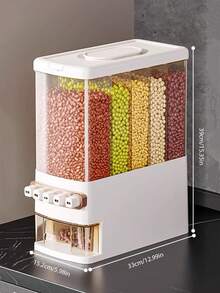 5 In 1 Grain Dispensers, 16-28 Lbs Whole Grains Storage Jar , Upgraded Built-In Fresh Box, Cereal Dispenser Storage With Lids For Home Kitchen Pantry Rice Soybean Corn - 白色 - 查看 11