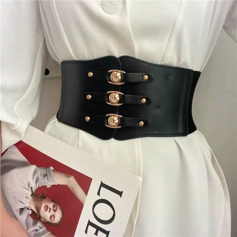 1 件超宽黑色束腰带，适合日常万圣节服装使用 - 黑色 - 查看 1