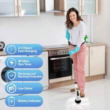 CDRDQ Electric Spin Scrubber, Shower Cleaner Brush Waterproof 2H Fast Charge, Bathroom Cleaning Brush 2 Adjustable Speeds, With 11 Replaceable Brush Heads, For Bathroom Floor Kitchen Window - White - View 8