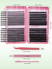 Kit de 755 pestañas postizas voluminosas con volumen D Curl, 30D-40D-50D/60D-80D-100D/JH02-JH04-JH08. 9 estilos mixtos de 10-18 mm. Incluye neceser de viaje impermeable, adhesivo y sellador, quitapestañas, pinzas y cepillo para crear tus propias pestañas en casa, citas, fiestas y viajes.