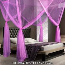 1pc Mosquito Net 4-Corner Bed Netting Canopy For Queen/King Sized Bed Polyester Fabric Bedding,Available In Five Colors