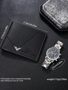 2pcs Fashionable Men's Essential Watch & Wallet Set, Vintage Minimalist Casual Business Elegant Gift, Designed For Men, Suitable For Back To School, Thanksgiving, Anniversary, Holiday