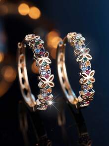 2pcs Fashionable Hollow Butterfly Design Rainbow Color Earrings, Suitable For Casual, Party Wear, Stylish And Delicate - earrings - View 7