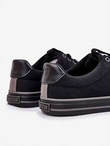 男士时尚百搭休闲简约帆布鞋 - 黑色 - 查看 6