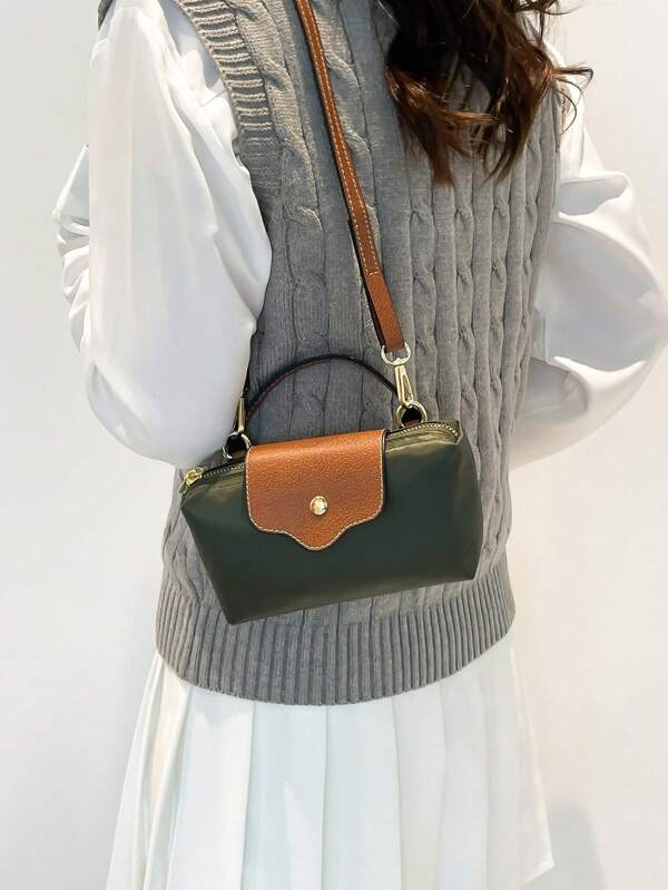Bolso bandolera pequeño de tela de nailon para mujer, bolso tipo dumpling con cierre magnético, bolso de mano casual y bonito de moda