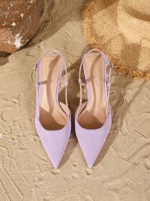 On feet& in love Fall/Winter 2025 Women's Fashionable Elegant Pointed Toe Stiletto High Heel Pumps, Suitable For Dresses And Weddings,Elegant,Kitten Heels - Mauve Purple - View 7