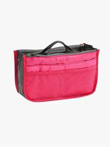 钱包收纳包手提包手提包收纳袋多功能化妆包，双层拉链包，中号包，洗漱用品收纳包，手提内衬包 - 防水尼龙完美化妆品旅行袋用于化妆简易折叠收纳包多功能收纳包韩版时尚尼龙防水男女手提包 - 彩色 - 查看 16