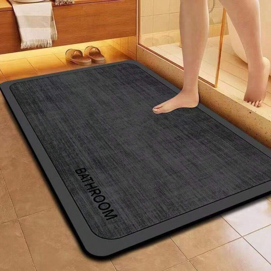 1pc New Diatom Mud Bathroom Mat, Geometric Absorbent Floor Mat, Soft Diatom Mud Home Non-Slip Foot Mat, Kitchen And Bathroom Quick-Drying Mat - Suitable For Bathroom, Kitchen, Bedroom, Doorway, Laundry Room, Toilet, Etc., Bathroom Accessories - 彩色 - 查看 1