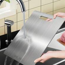 1pc 2025 High Quality Cutting Board - Double Sided, Stainless Steel, For Kitchen And Dining, Durable, Food, Easy To Clean Kitchen Preparation Mat, For Vegetables, Fruits, Chicken And Beef, Kitchen Gadgets - Silver - View 1