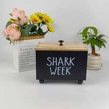 1pc Women's Sanitary Napkin Storage Box, Wooden Bathroom Storage Box With Lid, Small Item Storage Box, Design, Soft Cork, Durable, Black, Not Waterproof, Can Be Used For Women's Hygiene Products