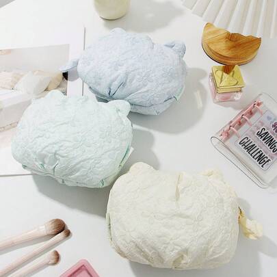 귀여운 고양이 수납 가방, 지퍼 화장품 가방, 섬세한 꽃 무늬, 여행 및 휴가 용품, 생리대 화장품 가방, 화장품 수납함, 유선 헤드셋, 이어플러그, 헤드셋, 충전기, 립스틱, 화장품, 향수, 어머니, 여성, 간호사, 학생, 여학생, 열쇠, 휴가 선물에 적합