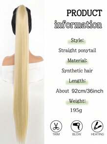 92cm/36icnh Horsetail Wig Female Long Straight Hair Draw Rope Horsetail Natural Invisible Straight Ponytail - Beige - View 8