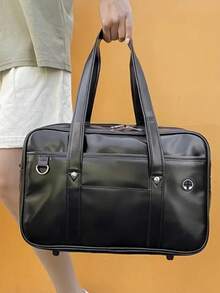 Solid Color Large Capacity Shoulder Bag, All-Match Preppy School Handbag,Lightweight Tote Bag - Multicolor - View 2